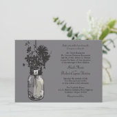 Mason Jar en Wildflower Wedding Invitations Kaart (Staand voorkant)
