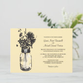Mason Jar en Wildflower Wedding Invitations Kaart (Staand voorkant)