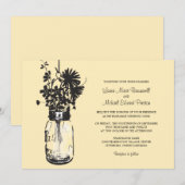 Mason Jar en Wildflower Wedding Invitations Kaart (Voorkant / Achterkant)