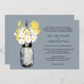 Mason Jar en Wildflower Wedding Invitations Kaart (Voorkant / Achterkant)