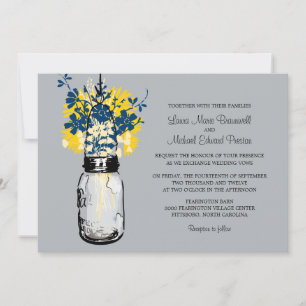 Mason Jar en Wildflower Wedding Invitations Kaart