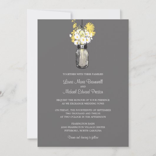 Mason Jar en Wildflower Wedding Invitations Kaart (Voorkant)