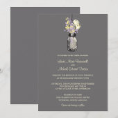 Mason Jar en Wildflower Wedding Invitations Kaart (Voorkant / Achterkant)