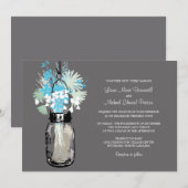 Mason Jar en Wildflower Wedding Invitations Kaart (Voorkant / Achterkant)