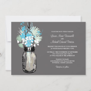 Mason Jar en Wildflower Wedding Invitations Kaart