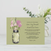 Mason Jar en Wildflower Wedding Invitations Kaart (Staand voorkant)