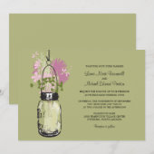 Mason Jar en Wildflower Wedding Invitations Kaart (Voorkant / Achterkant)