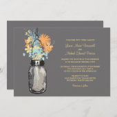 Mason Jar en Wildflower Wedding Invitations Kaart (Voorkant / Achterkant)
