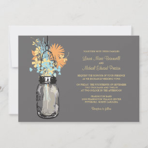 Mason Jar en Wildflower Wedding Invitations Kaart