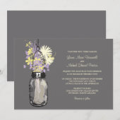 Mason Jar en Wildflower Wedding Invitations Kaart (Voorkant / Achterkant)