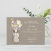Mason Jar en Wildflower Wedding Invitations Kaart (Staand voorkant)