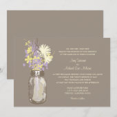 Mason Jar en Wildflower Wedding Invitations Kaart (Voorkant / Achterkant)