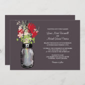 Mason Jar en Wildflower Wedding Invitations Kaart (Voorkant / Achterkant)