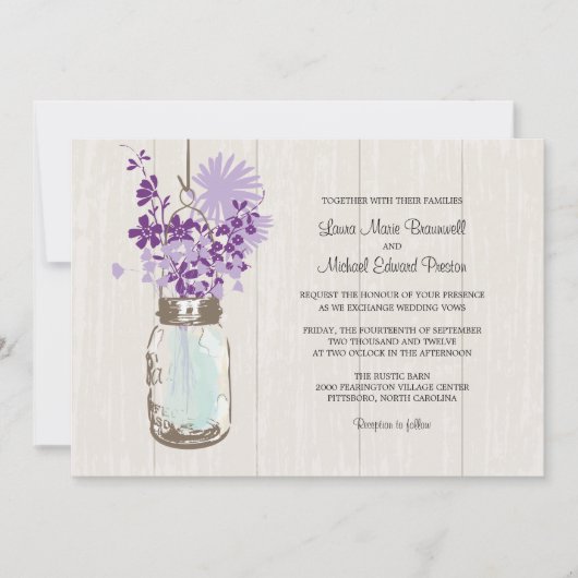  Mason Jar en Wildflower Wedding Kaart (Voorkant)