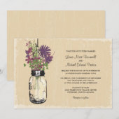  Mason Jar en Wildflower Wedding Kaart (Voorkant / Achterkant)