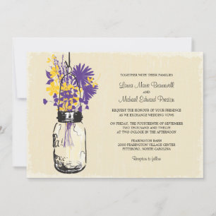 Mason Jar en Wildflower Wedding Kaart