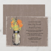 Mason Jar en Wildflower Wedding Kaart (Voorkant / Achterkant)