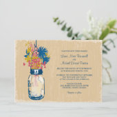  Mason Jar en Wildflower Wedding Kaart (Staand voorkant)