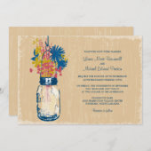  Mason Jar en Wildflower Wedding Kaart (Voorkant / Achterkant)