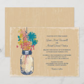  Mason Jar en Wildflower Wedding Kaart (Voorkant / Achterkant)