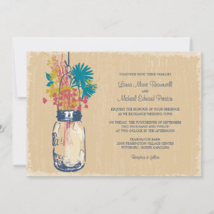  Mason Jar en Wildflower Wedding Kaart