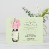 Mason Jar en Wildflowers Bruiloft Kaart (Staand voorkant)