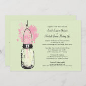 Mason Jar en Wildflowers Bruiloft Kaart (Voorkant / Achterkant)