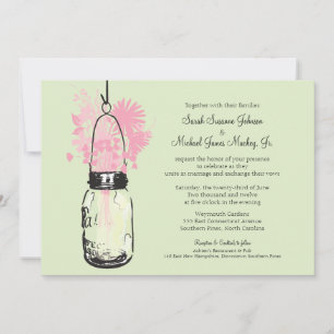 Mason Jar en Wildflowers Bruiloft Kaart