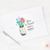 Mason Jar en Wildflowers Bruiloft Ronde Sticker (Envelop)