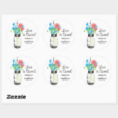 Mason Jar en Wildflowers Bruiloft Ronde Sticker (Vel)