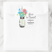 Mason Jar en Wildflowers Bruiloft Ronde Sticker (Tas)