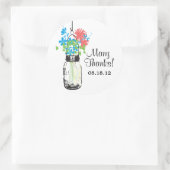 Mason Jar en Wildflowers Bruiloft Ronde Sticker (Tas)