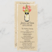 Mason Jar en Wildflowers Programma Programmakaart (Voorkant / Achterkant)