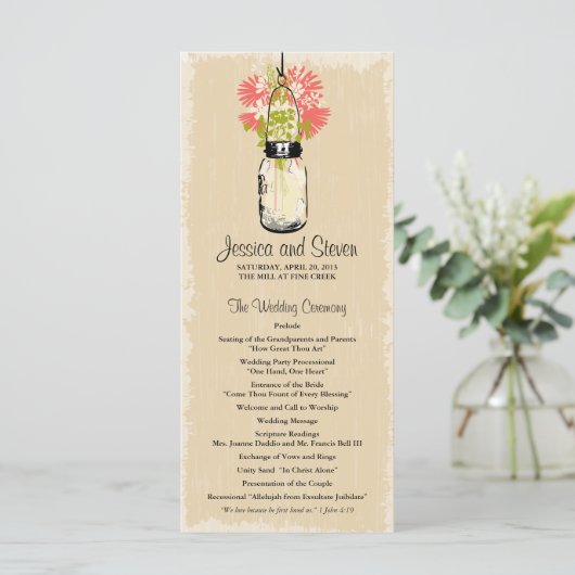  Mason Jar en Wildflowers Programma Programmakaart (Staand voorkant)