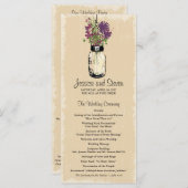  Mason Jar en Wildflowers Programma Programmakaart (Voorkant / Achterkant)