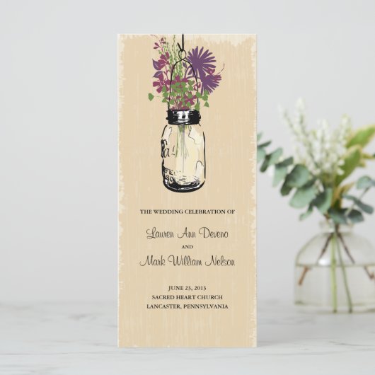  Mason Jar en Wildflowers Programma Programmakaart (Staand voorkant)