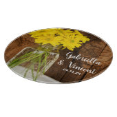 Mason Jar en Yellow Daisies Country Barn Wedding Snijplank (Hoek)