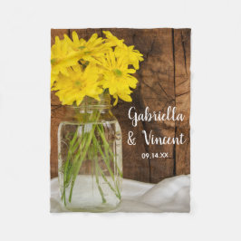 Mason Jar en Yellow Daisies Country Wedding Fleece Deken