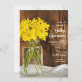 Mason Jar en Yellow Daisies Quinceañera Kaart (Voorkant)