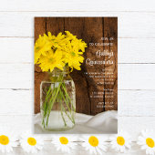 Mason Jar en Yellow Daisies Quinceañera Kaart