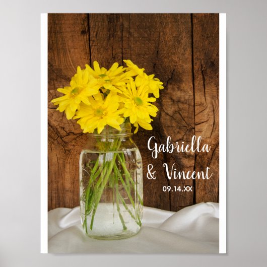 Mason Jar en Yellow Daisies Wedding Poster (Voorkant)