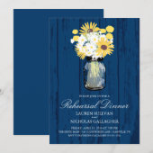 Mason Jar en Zonnebloemen repetitie diner Kaart (Voorkant / Achterkant)