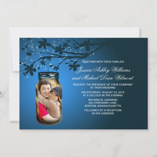 Mason Jar Evening Outdoor Wedding Kaart (Voorkant)