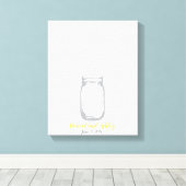 Mason Jar Fire Flies Weddenschap Fingerprint Guest Canvas Afdruk (Insitu (Houten vloer))