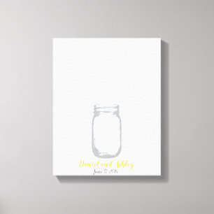 Mason Jar Fire Flies Weddenschap Fingerprint Guest Canvas Afdruk
