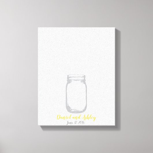 Mason Jar Fire Flies Weddenschap Fingerprint Guest Canvas Afdruk (Voorkant)