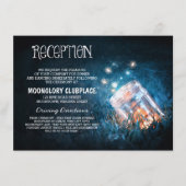 Mason Jar Fireflies Blauwe Nacht Bruiloft Receptie Informatiekaartje (Voorkant)