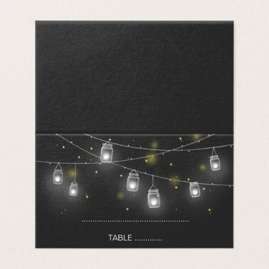 Mason Jar Fireflies Chalkboard Wedding Place Card Kaart (Buitenkant ongevouwen)