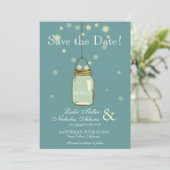 Mason Jar Fireflies Heart Wedding Save the Date (Staand voorkant)