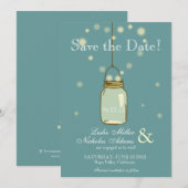 Mason Jar Fireflies Heart Wedding Save the Date (Voorkant / Achterkant)